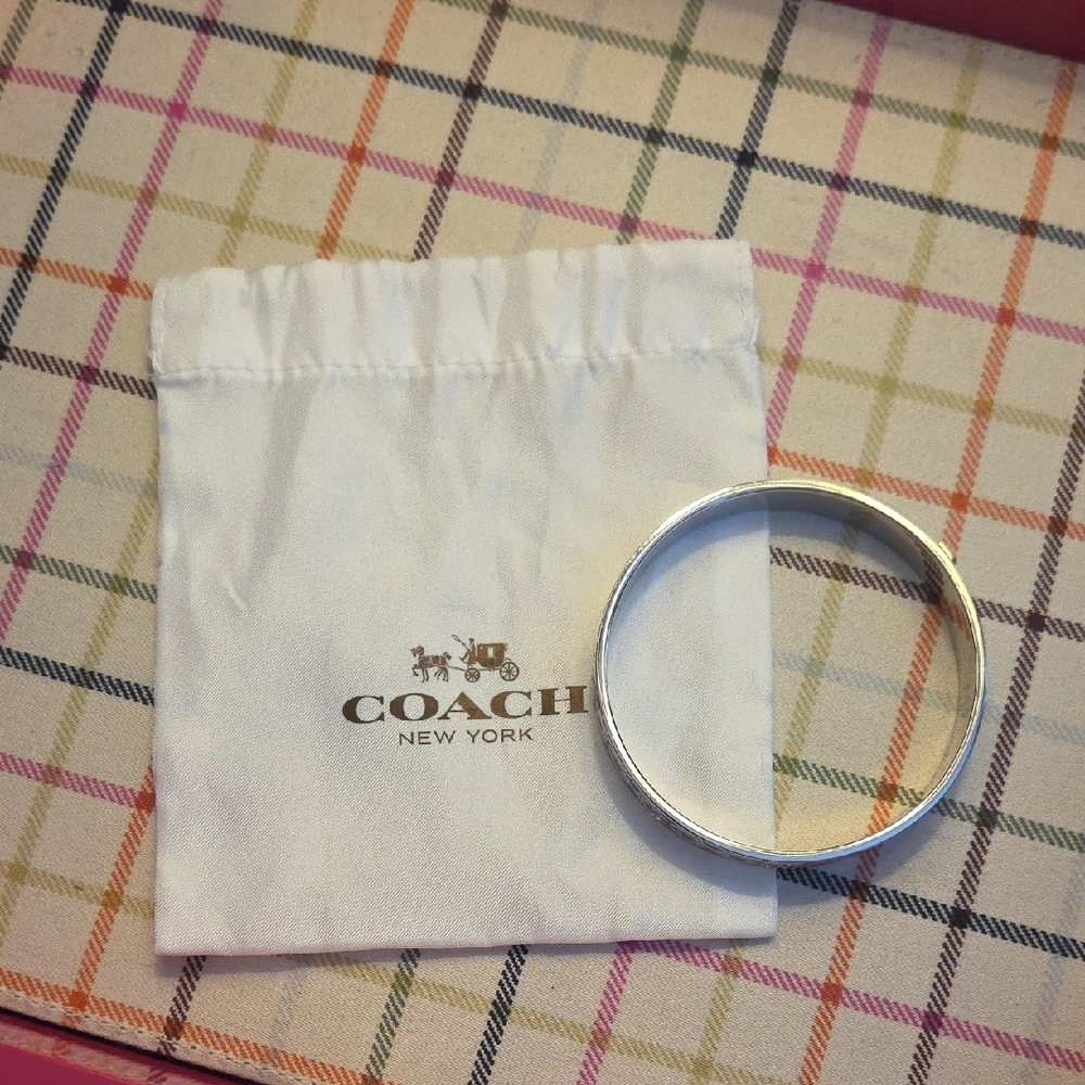 Coach Silver Tone Bracelet with Op Art Logo Design - Picture 11 of 12